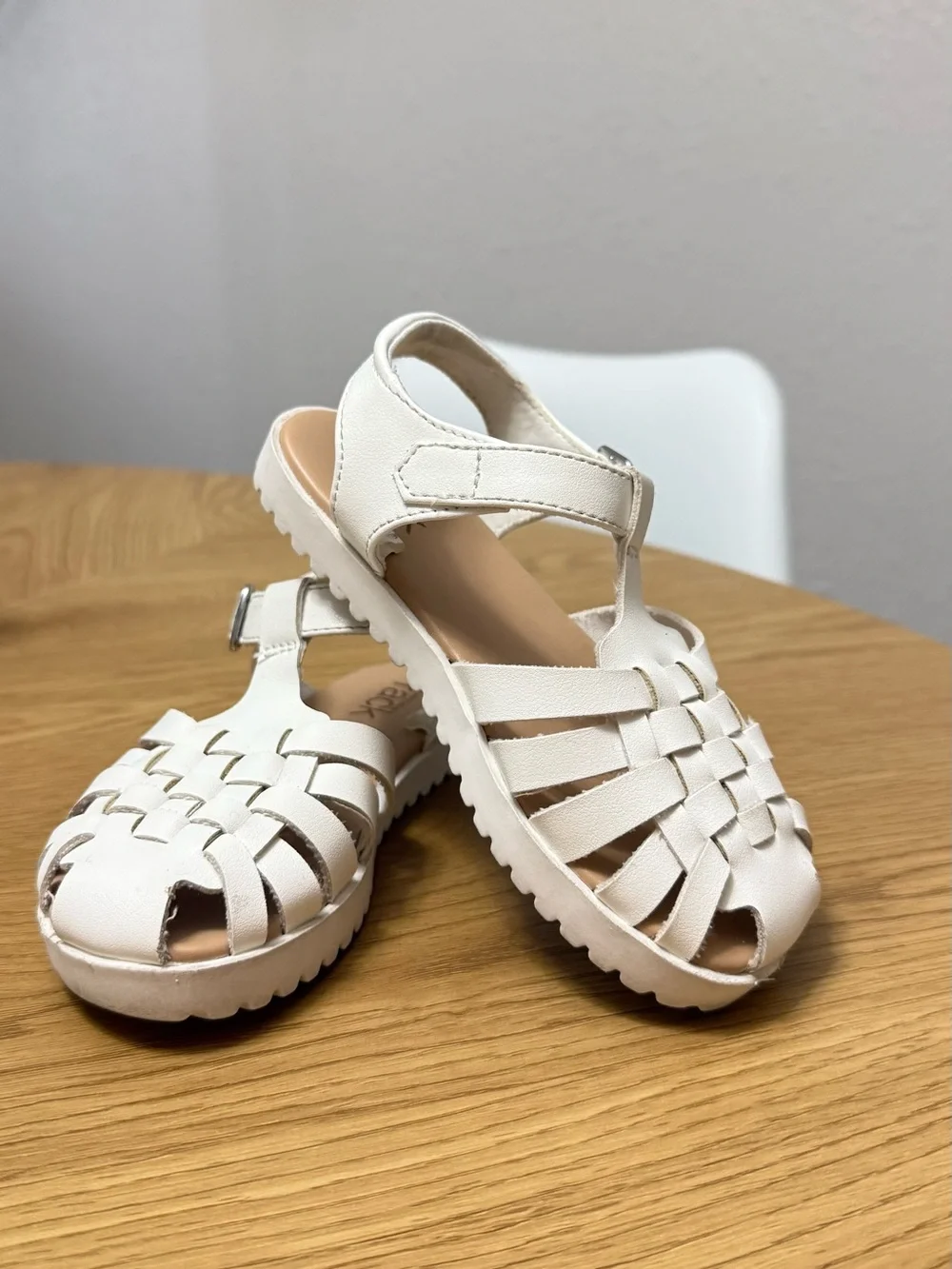 Little Explorer White Woven Huarache Sandals